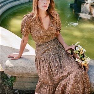 Christy Dawn The Augusta Dress in Marron Blooming Vine brown size Small